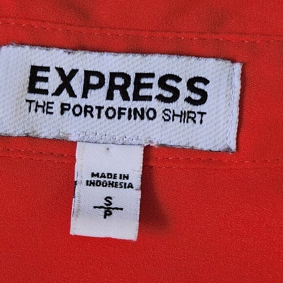 Express Portofino Shirt Small Coral Button Up Lightweight Roll Tab Sleeve - Picture 3 of 7